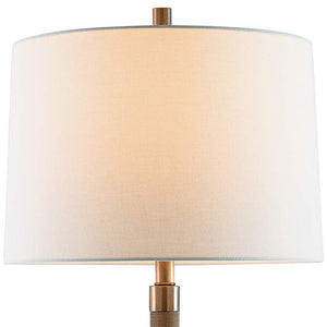 Aged Brass Knurled Metal Table Lamp