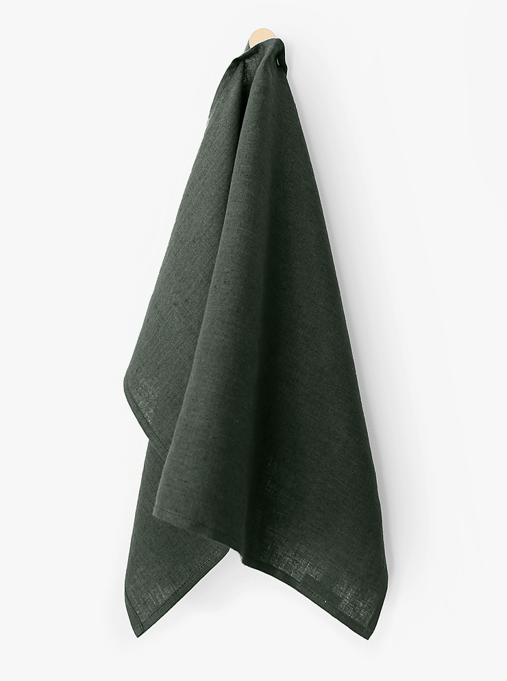 Linen Tea Towel (Forest Green)
