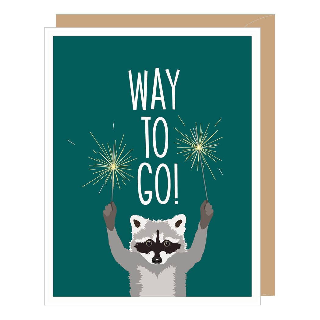 Raccoon with Sparklers Congratulations Card