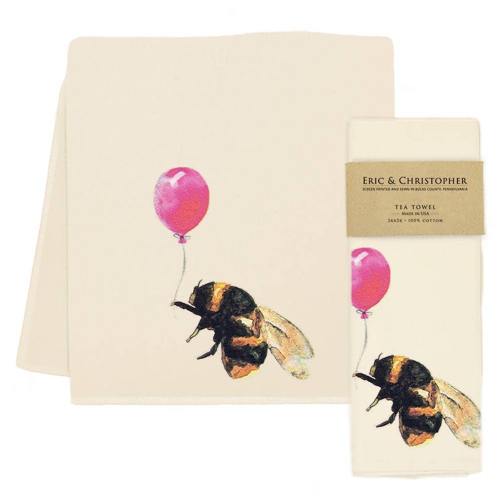 Bee with Balloon Tea Towel