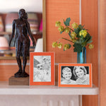 Load image into Gallery viewer, Silver Trim, Orange Enamel Picture Frame by Addison Ross
