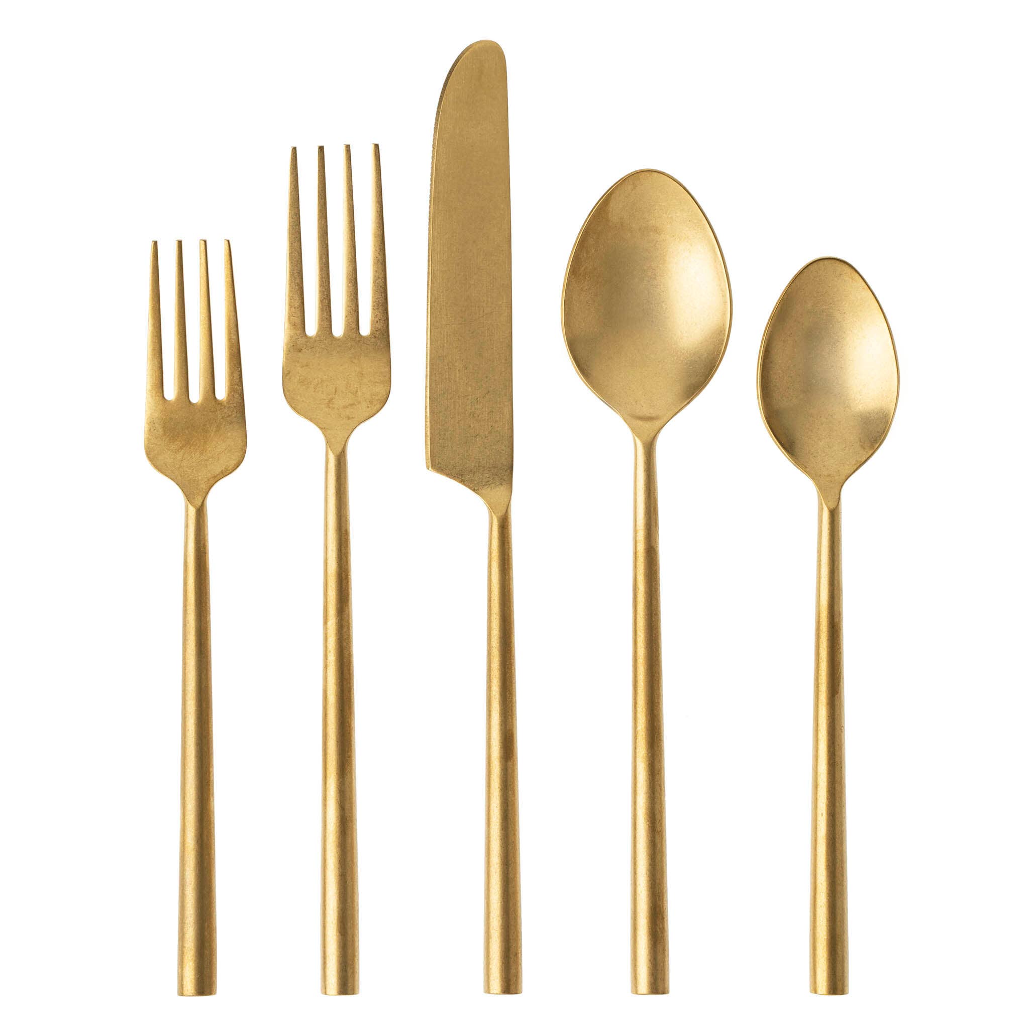 Tides Flatware S/5 Tumbled Gold