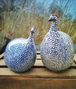 Load image into Gallery viewer, White Spotted Cobalt Guinea Fowl by Les Céramiques De Lussan
