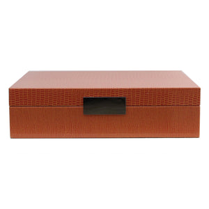 Large Orange Croc Lacquer Box with Silver by Addison Ross
