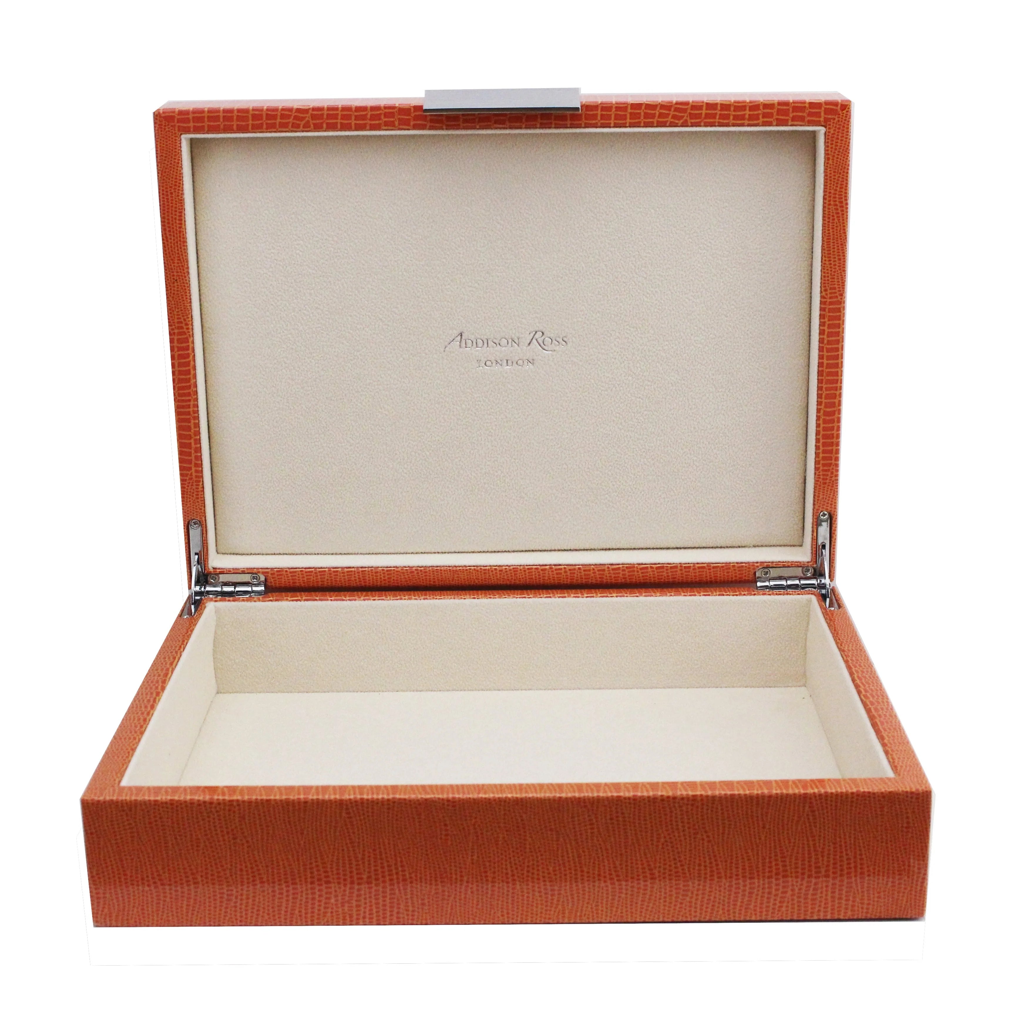 Large Orange Croc Lacquer Box with Silver by Addison Ross