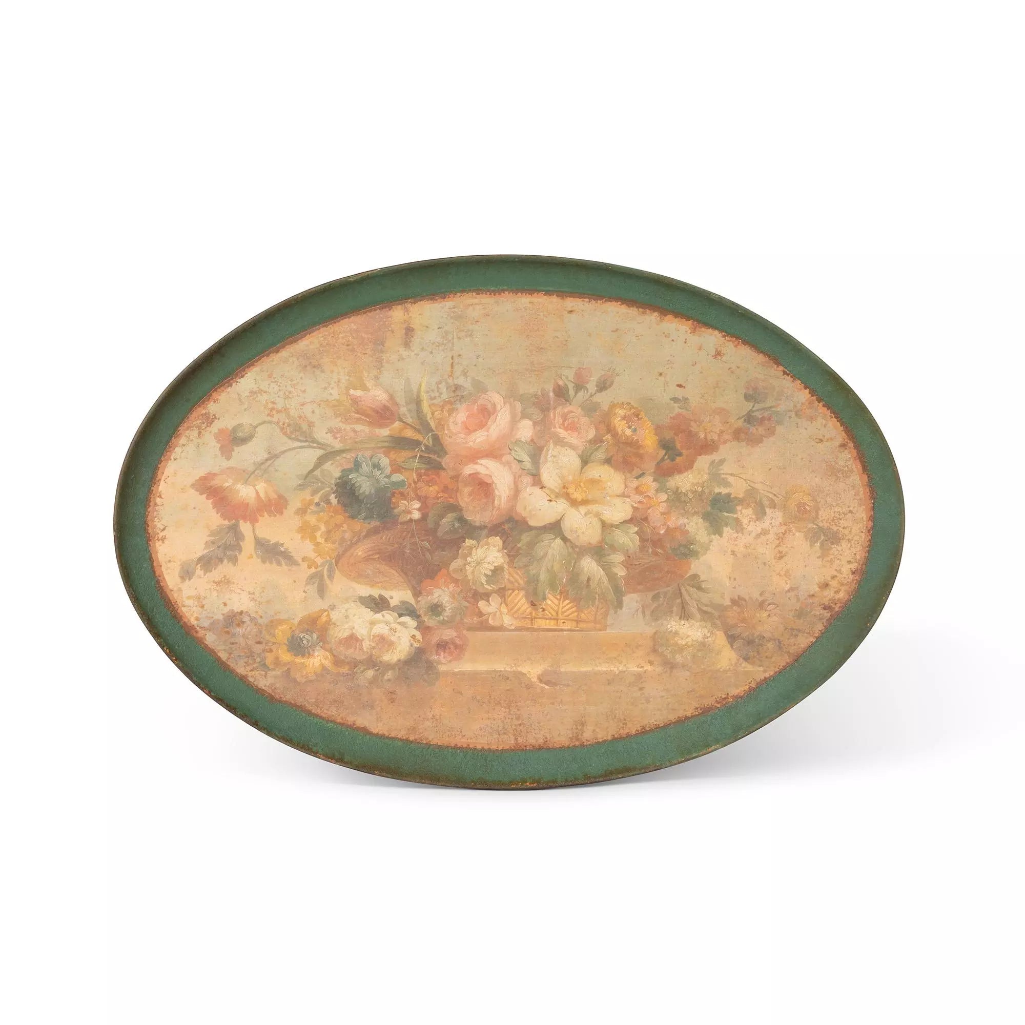 Oval Vintage Floral Print