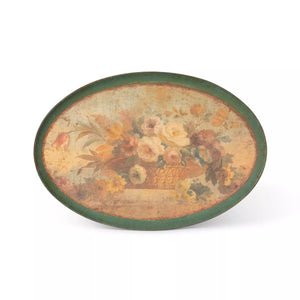 Oval Vintage Floral Print