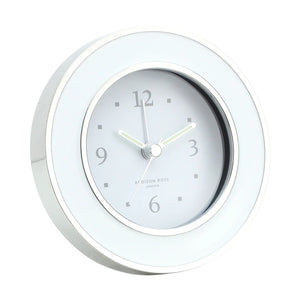 White & Silver Silent Alarm Clock by Addison Ross