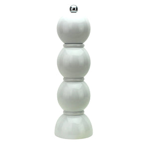 White Lacquer Bobbin Salt or Pepper Grinder by Addison Ross