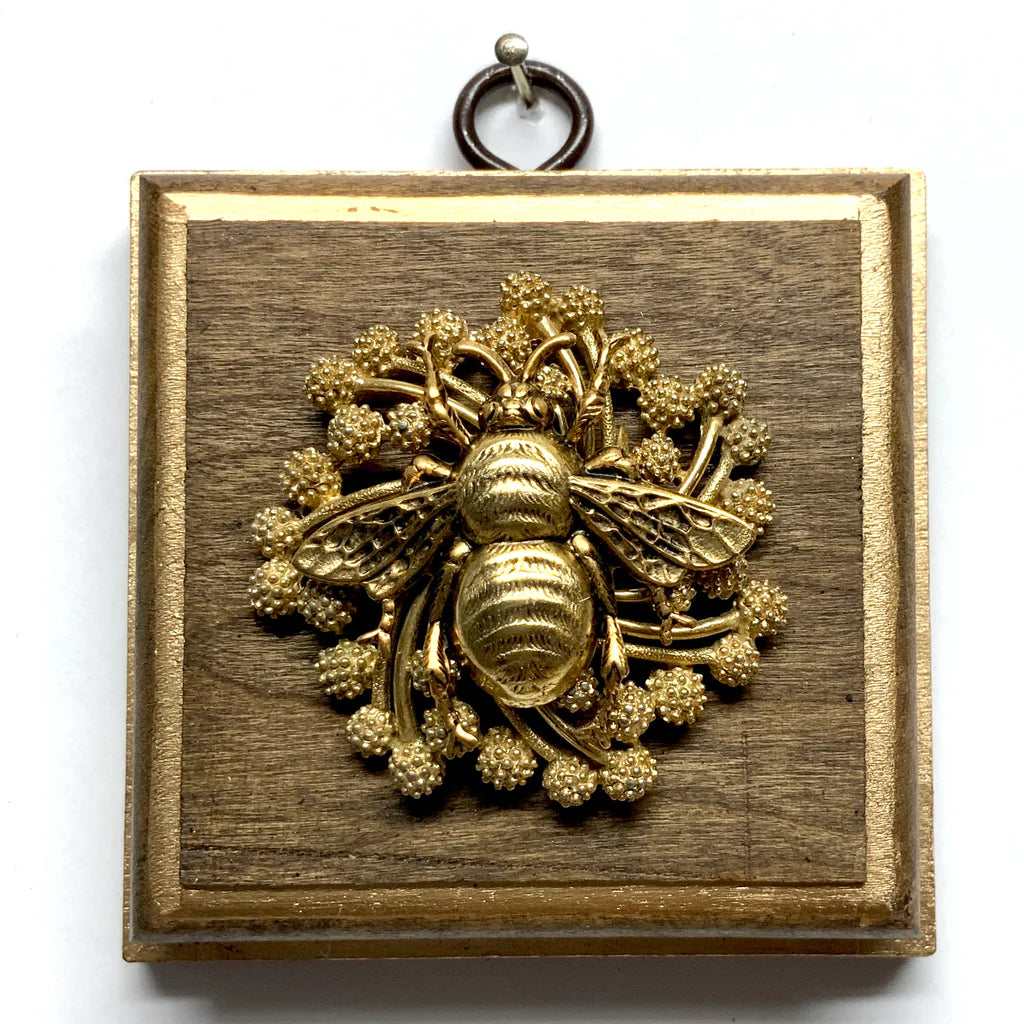 Wooden Frame with Grande Bee on Brooch by Museum Bees