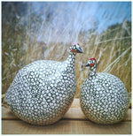 Load image into Gallery viewer, White Spotted Duck Green Guinea Fowl  by Les Céramiques De Lussan

