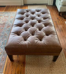 Leather Ottoman by Michael Thomas Furniture