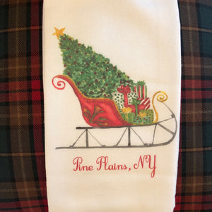 'Christmas in Pine Plains' Tea Towel