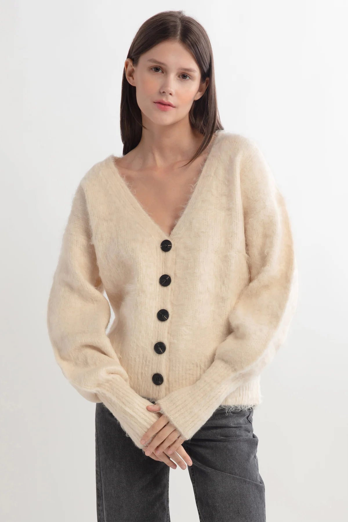 Butter Shaggy Faux Fur Cardigan