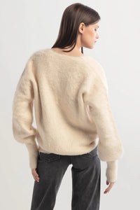 Butter Shaggy Faux Fur Cardigan