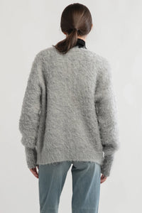 Grey Shaggy Faux Fur Cardigan