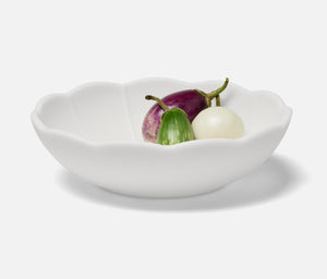 Iris White Scallop Melamine Oval Serving Bowl