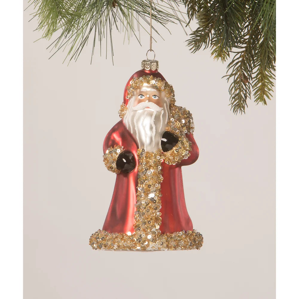 Bethany Lowe: Red Beaded Santa Ornament