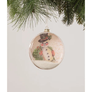 Bethany Lowe: Snowman Glass Disk Ornament
