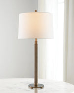 Load image into Gallery viewer, Aged Brass Knurled Metal Table Lamp
