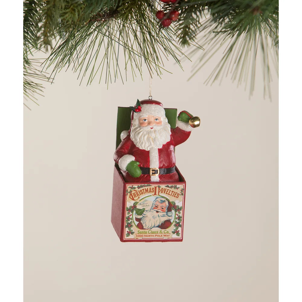 Bethany Lowe: Santa in the Box Ornament. Hudson Valley NY. Pine Plains 12567