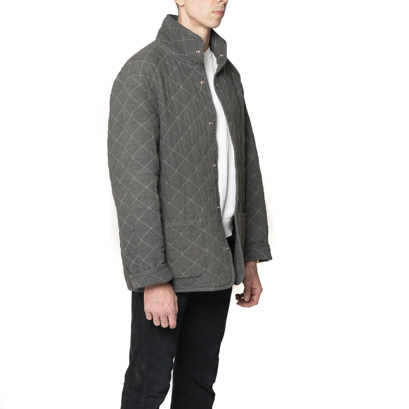 Charcoal Quilted Snap Jacket by Utility Canvas