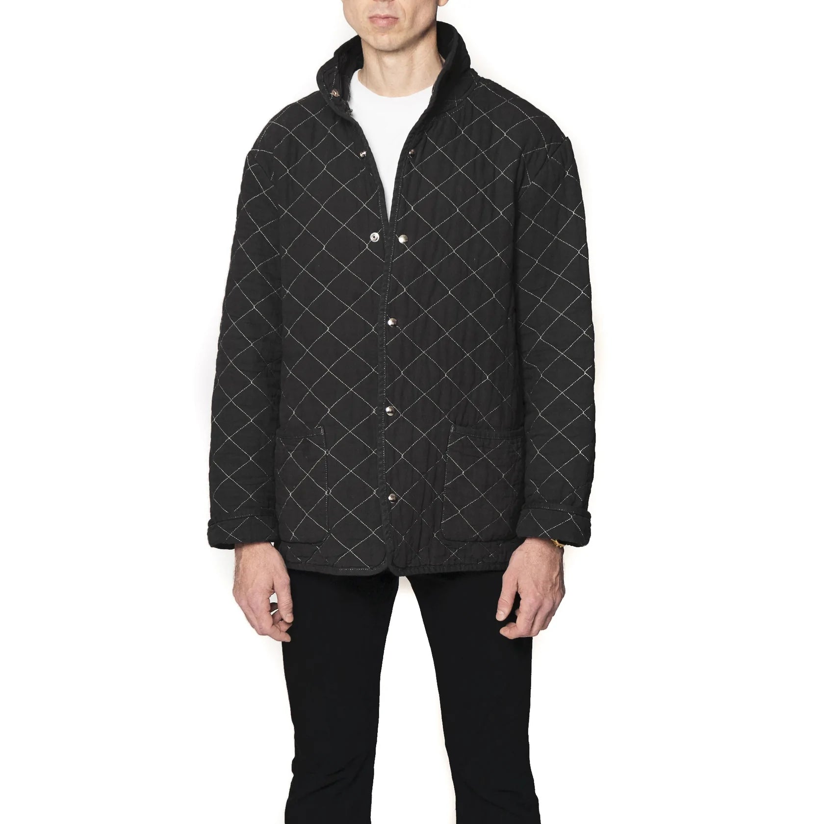 Black Quilted Snap Jacket by Utility Canvas