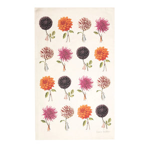 In Bloom Multi Dahlia Linen Tea Towel By Laura Stoddart