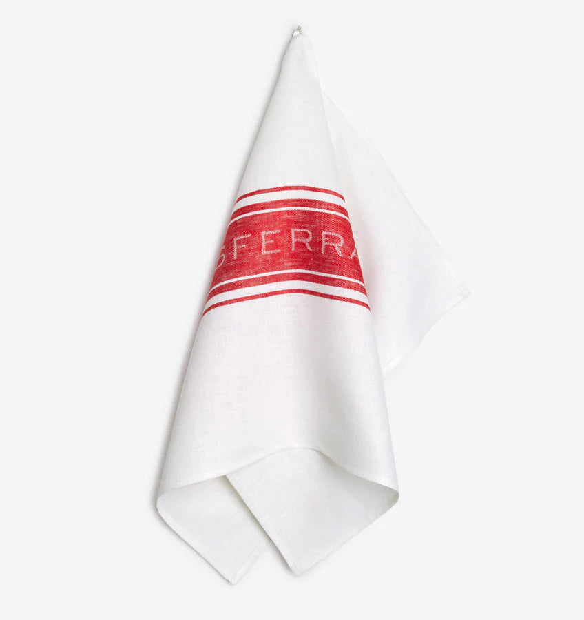 White/Red Parma Tea Towel By Sferra