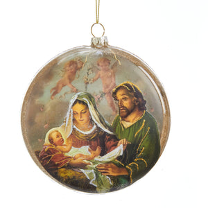 Glass Holy Family Disk Ornament