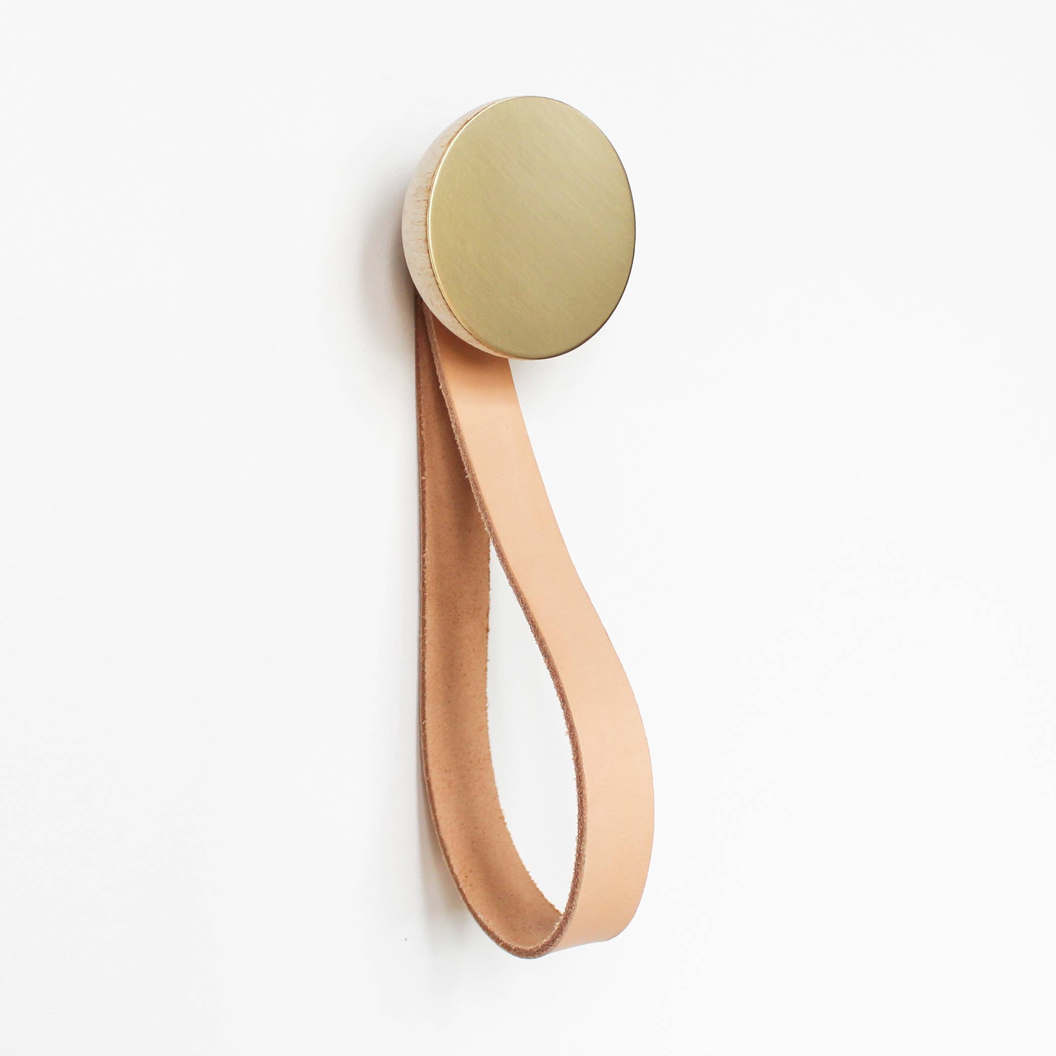 Wood & Brass Hook with Leather Strap